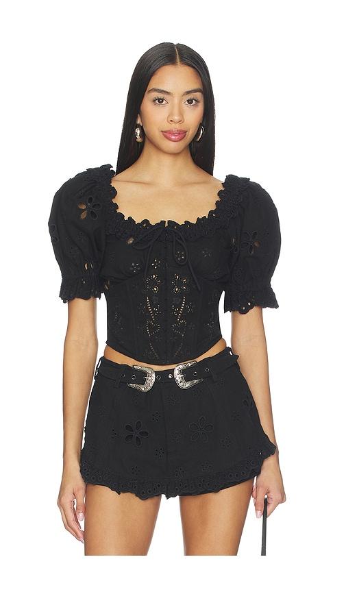 for love & lemons yasmin top in black. - size l (also in m, s, xs)