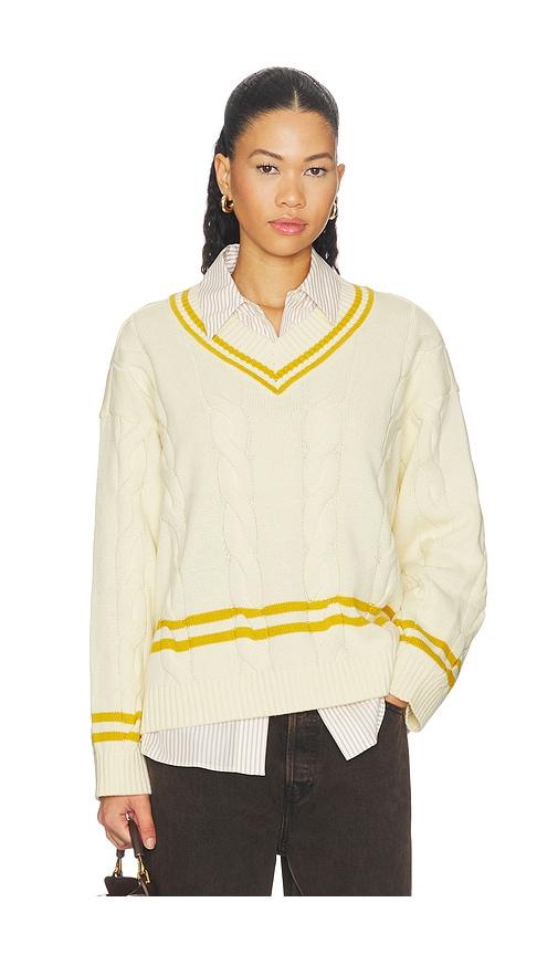 found cricket v neck sweater in cream,mustard. - size l (also in xs, s, m, xl/1x)