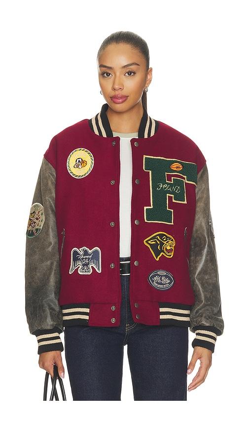 found crimson letterman jacket in red. - size l (also in xs, s, m, xl)
