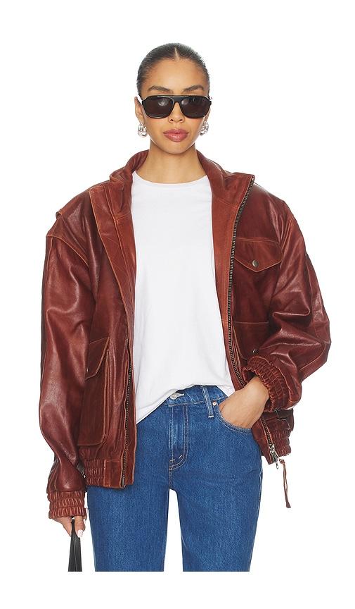 found leather bomber jacket in burgundy. - size m (also in s)
