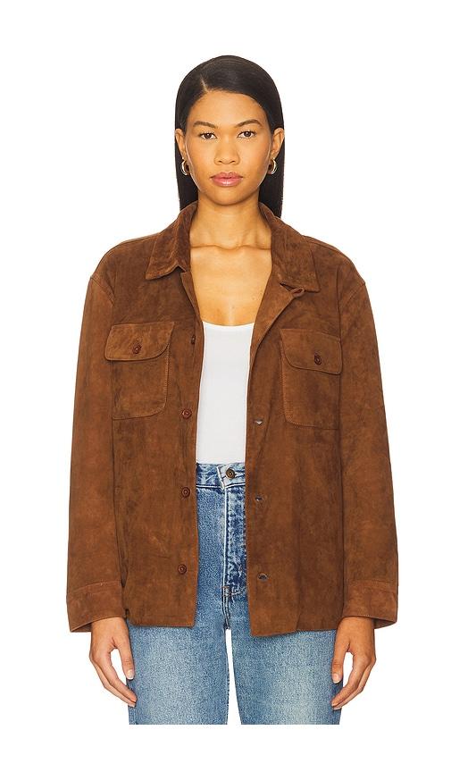 found suede camp shirt in brown. - size s (also in xs)