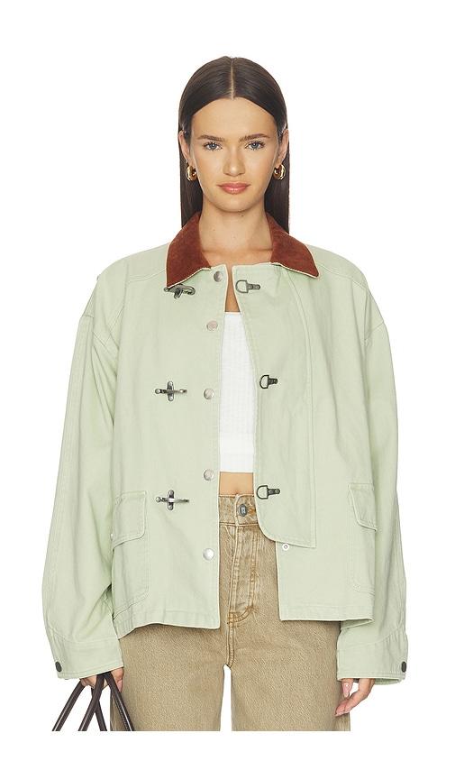 found washed fireman clasp workshop jacket in green. - size l (also in m, s, xl, xs)