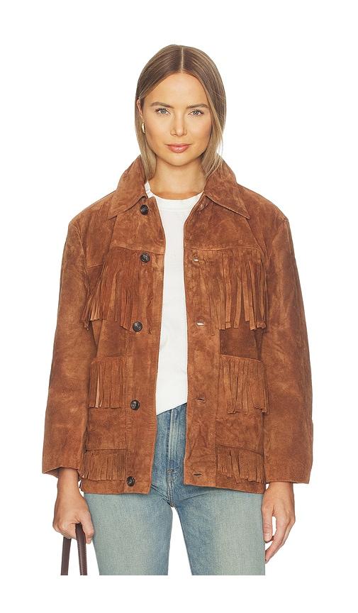 found western suede fringe jacket in brown. - size l (also in xs, s, m, xl/1x)