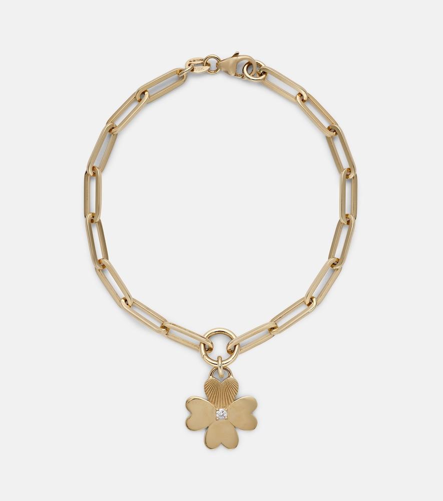 foundrae four heart clover 18kt gold chain bracelet with diamonds