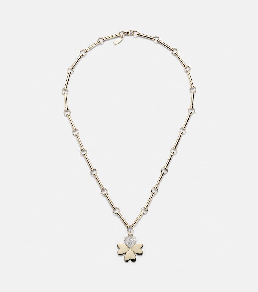 foundrae four heart clover 18kt gold necklace with diamonds