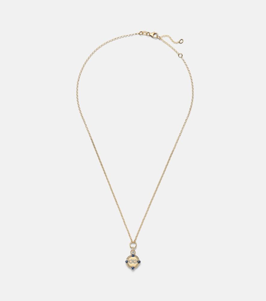 foundrae infinite gratitude 18kt gold pendant necklace with diamonds and sapphires