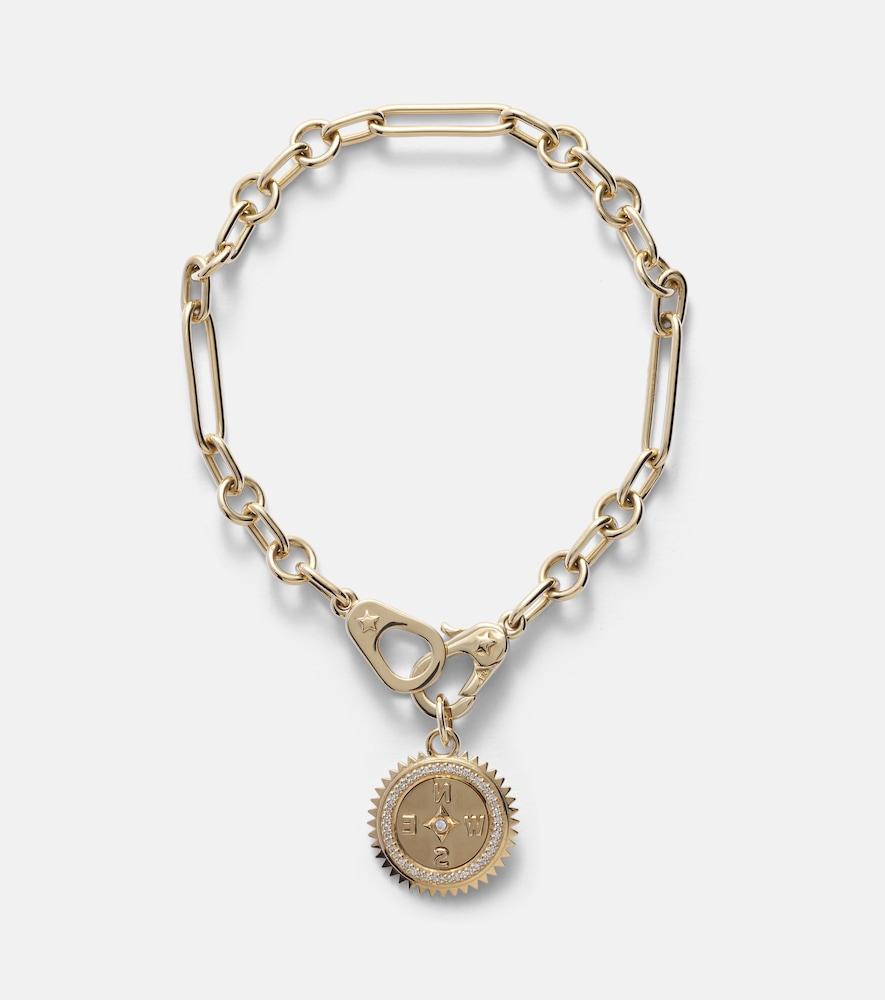foundrae internal compass 18kt gold bracelet with diamonds
