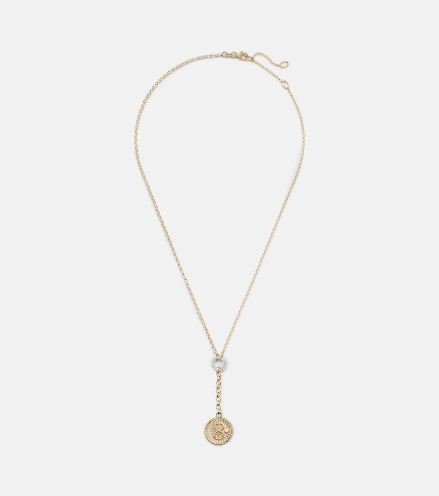 foundrae karma 18kt gold pendant necklace with diamonds