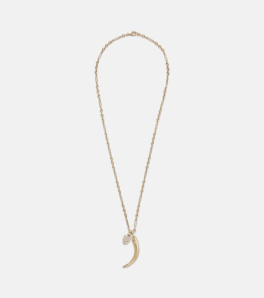 foundrae protection & la loba claw 18kt gold pendant necklace