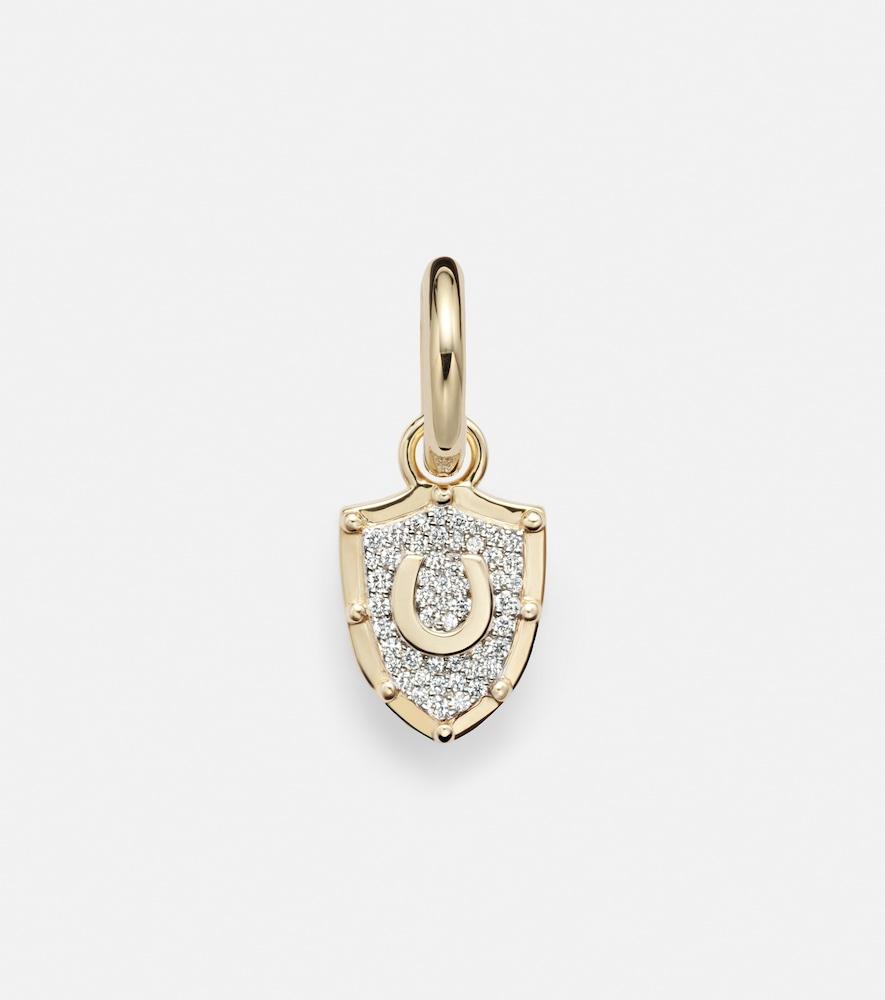 foundrae protection petite chubby 18kt gold single earring with diamonds