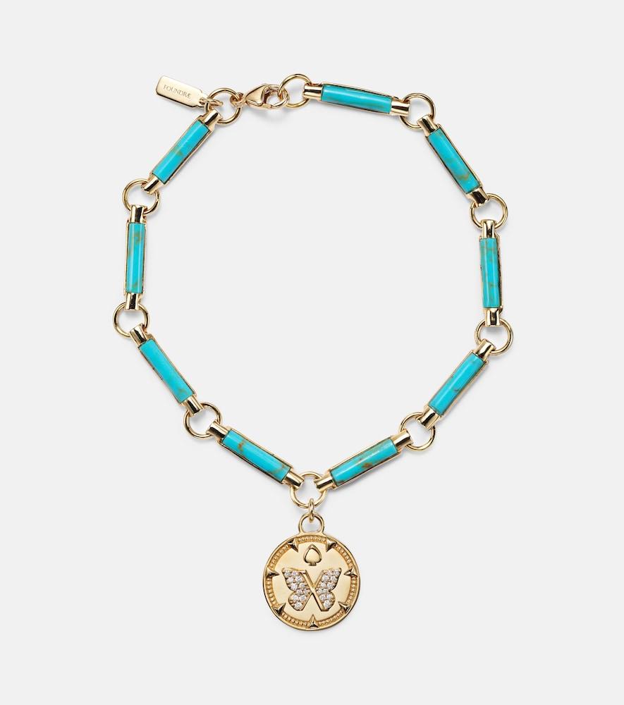 foundrae reverie element 18kt gold chain bracelet with turquoise and diamonds
