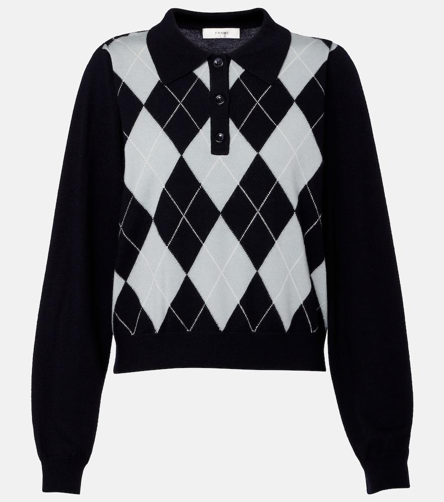 frame argyle wool-blend polo sweater