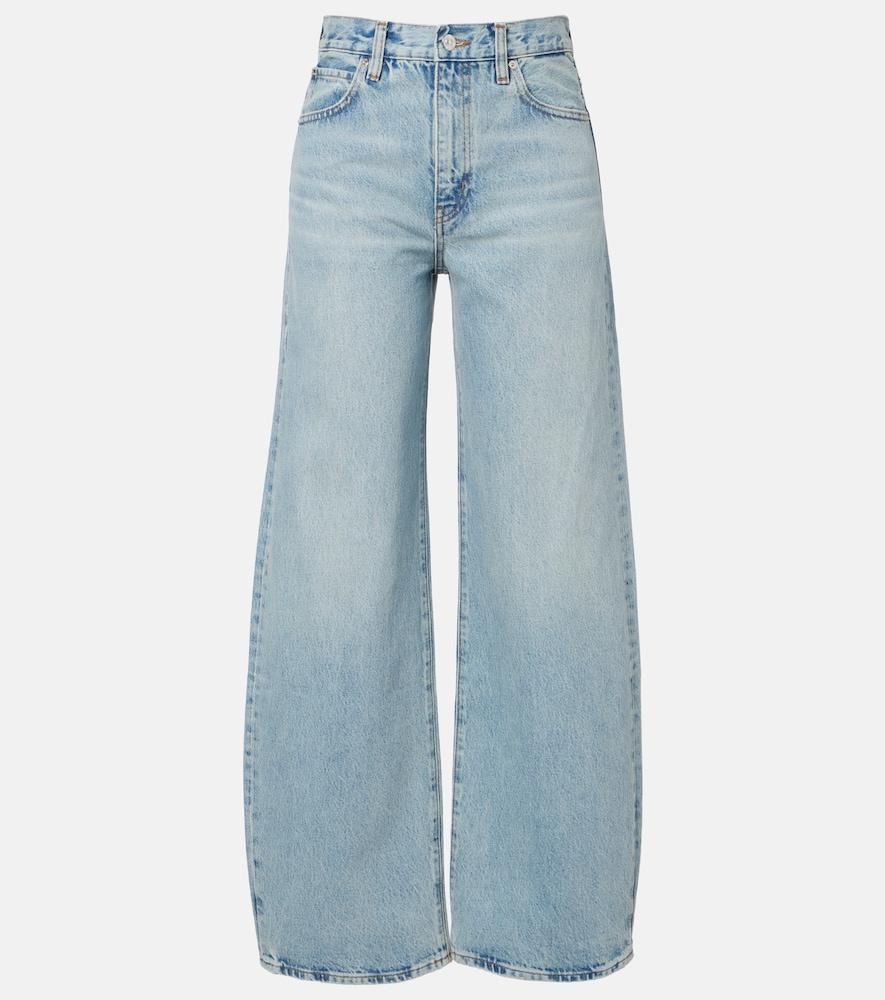frame bow barrel-leg jeans