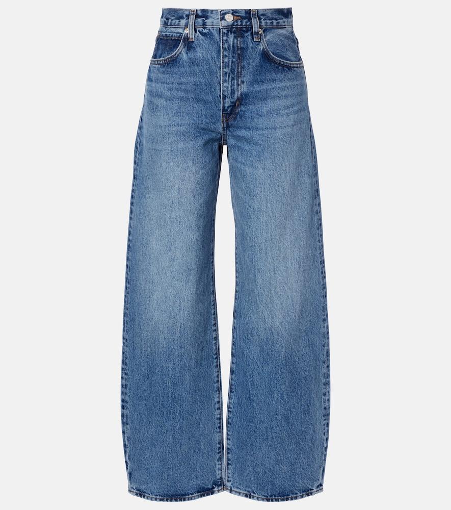 frame bow barrel-leg jeans