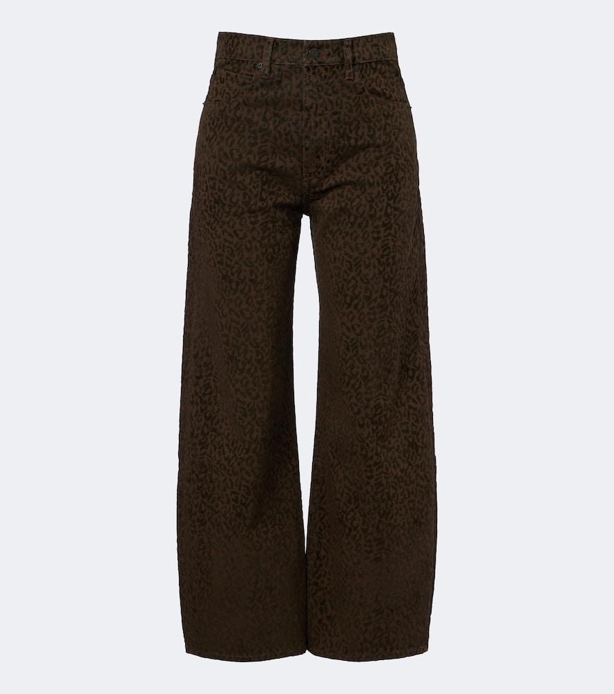 frame bow leopard-print barrel-leg jeans