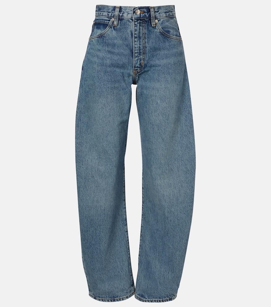 frame bubble barrel-leg jeans