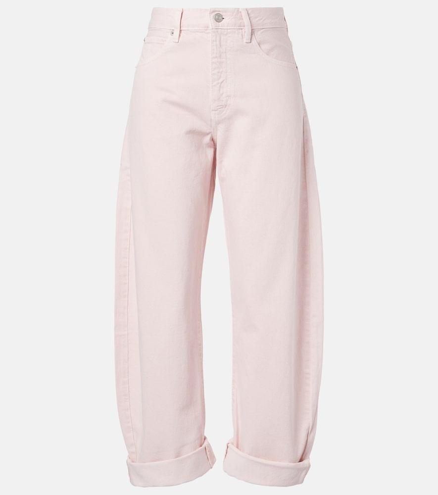 frame bubble barrel-leg jeans