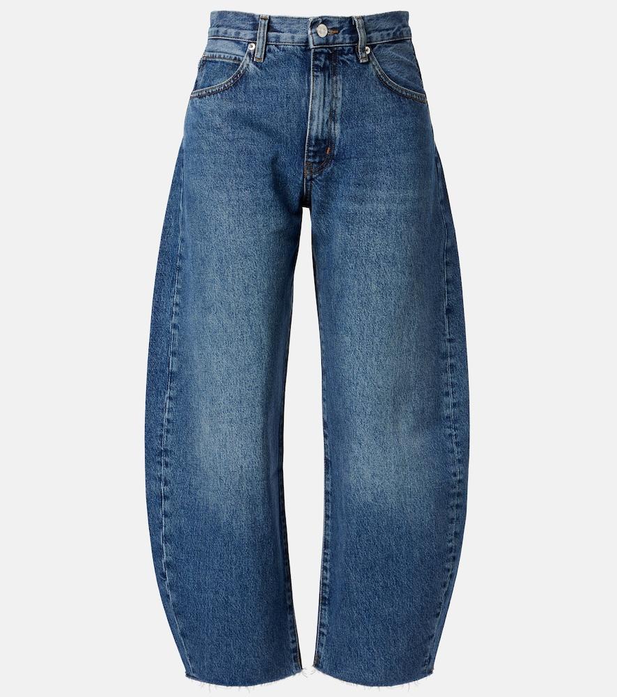 frame bubble crop barrel-leg jeans