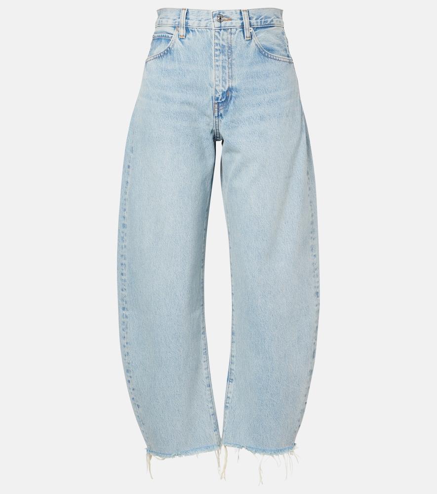 frame bubble crop high-rise barrel-leg jeans