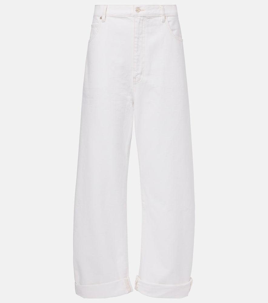 frame bubble high-rise barrel-leg jeans