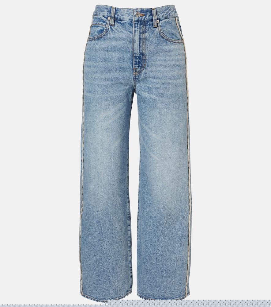 frame crochet bow cropped wide-leg jeans