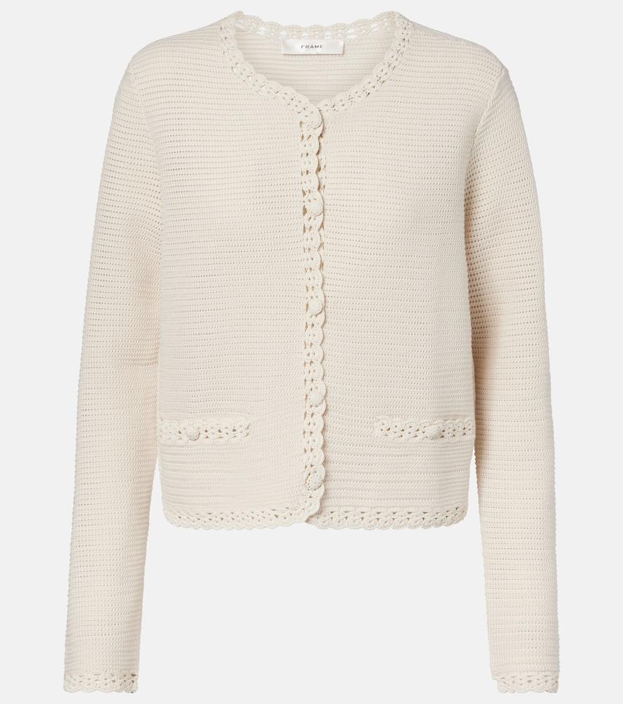 frame crochet-trimmed wool-blend jacket