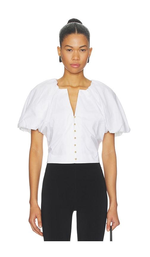 frame dramatic sleeve blouse in white. - size s (also in xl)