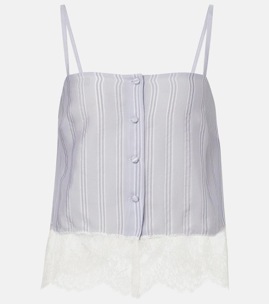 frame lace-trimmed striped silk camisole