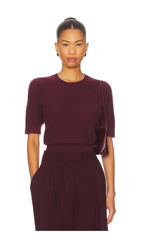 frame ladder pointelle sweater in burgundy. - size s (also in xl, xs)