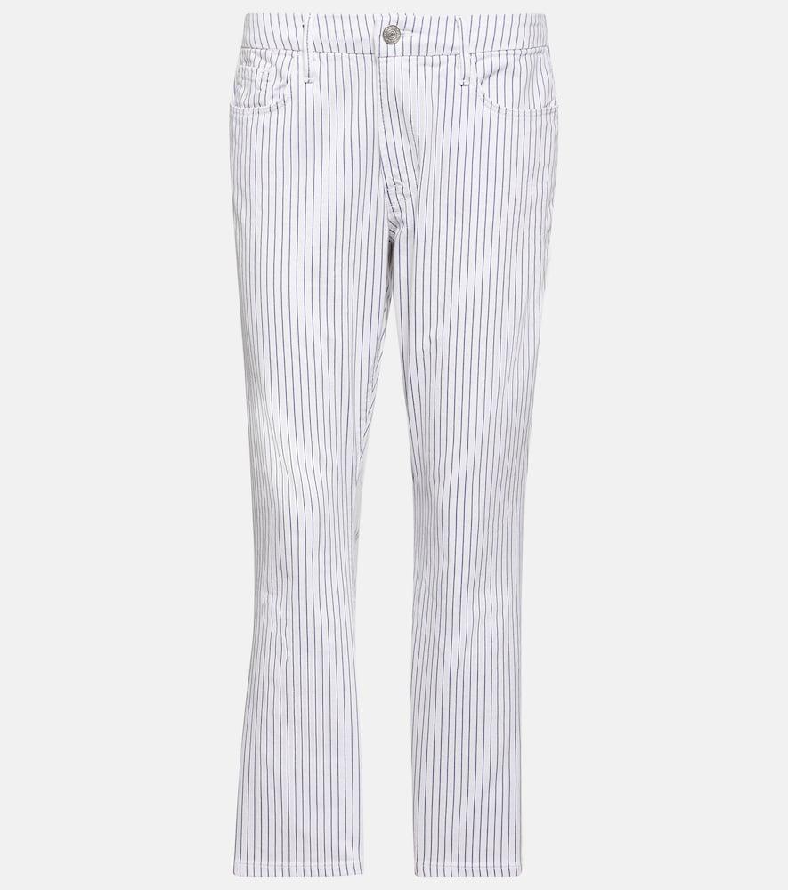 frame le crop mini striped mid-rise bootcut jeans