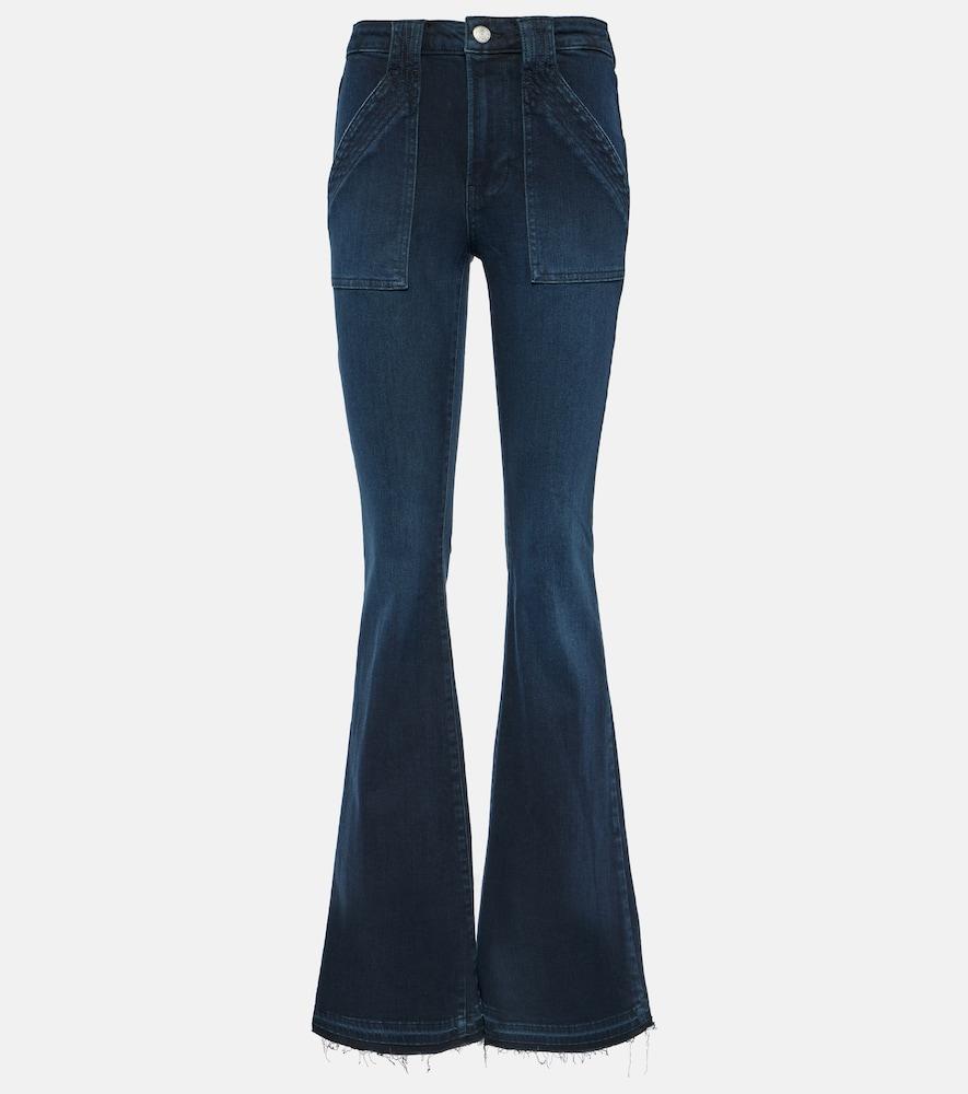 frame le high flare trapunto high-rise flared jeans