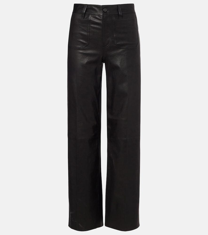 frame le slim palazzo high-rise leather pants