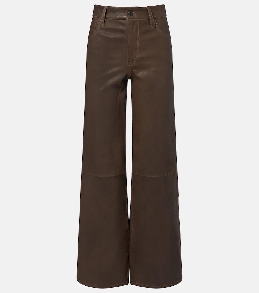 frame le slim palazzo leather wide-leg pants