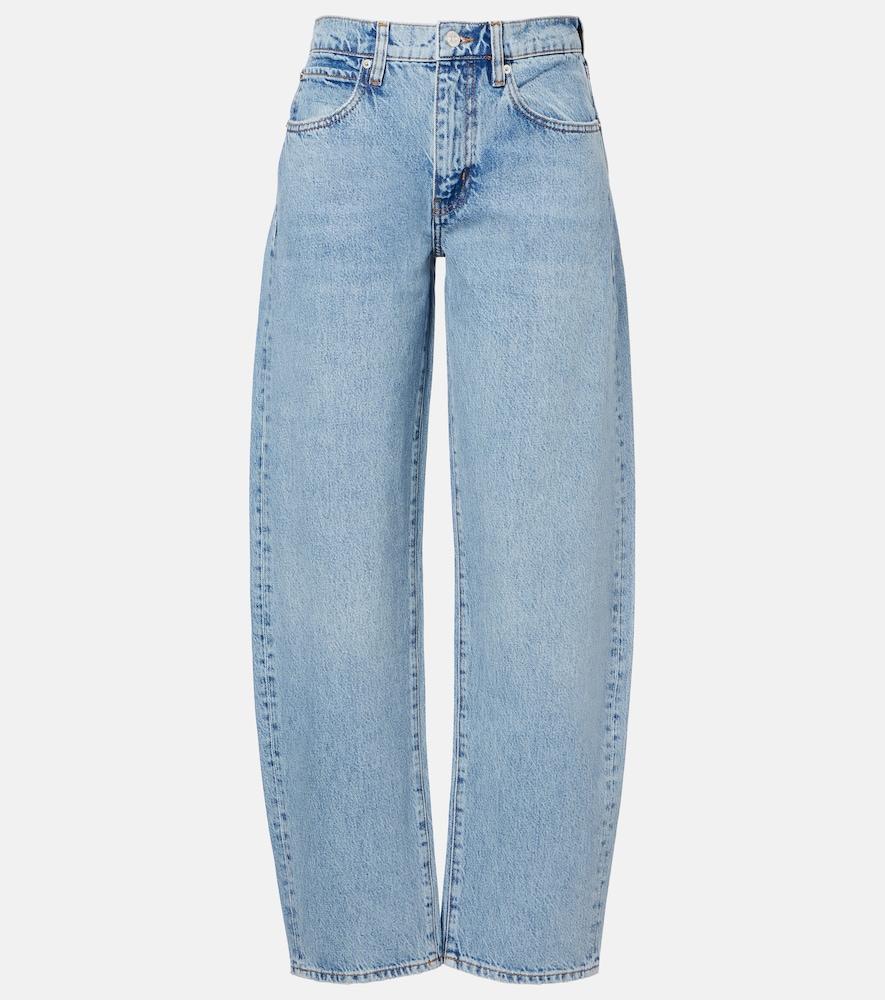 frame low slung mid-rise barrel-leg jeans