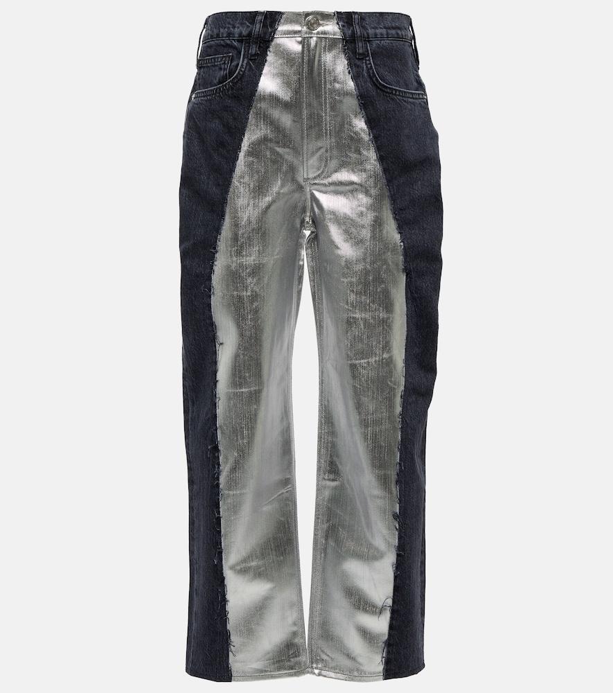 frame pieced mid-rise straight jeans