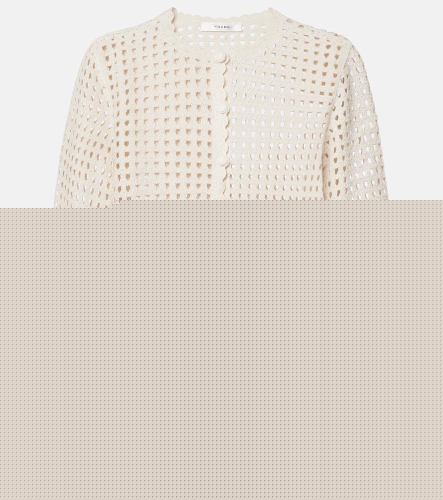 frame postcard crochet cotton cardigan