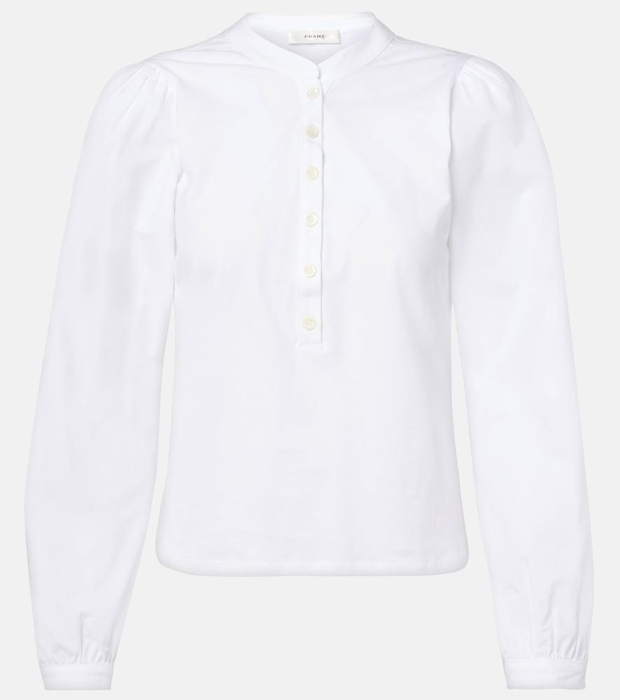 frame puff-sleeve cotton blouse