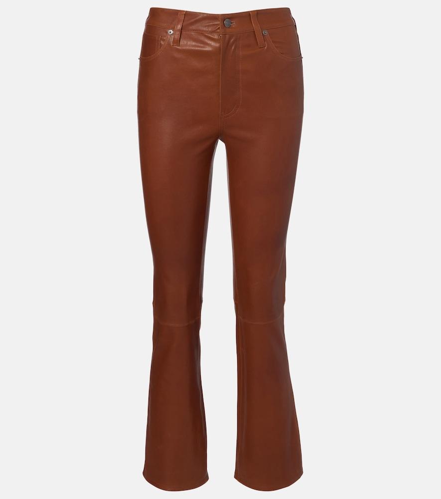 frame reboot crop leather bootcut pants