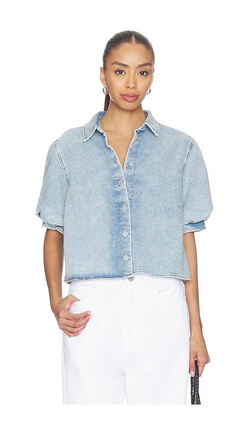 frame the billow sleeve shirt in blue. - size l (also in m, s)