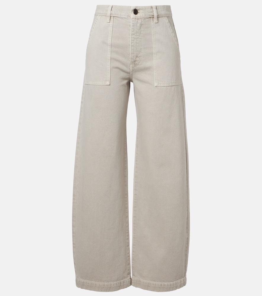 frame the bow barrel-leg jeans