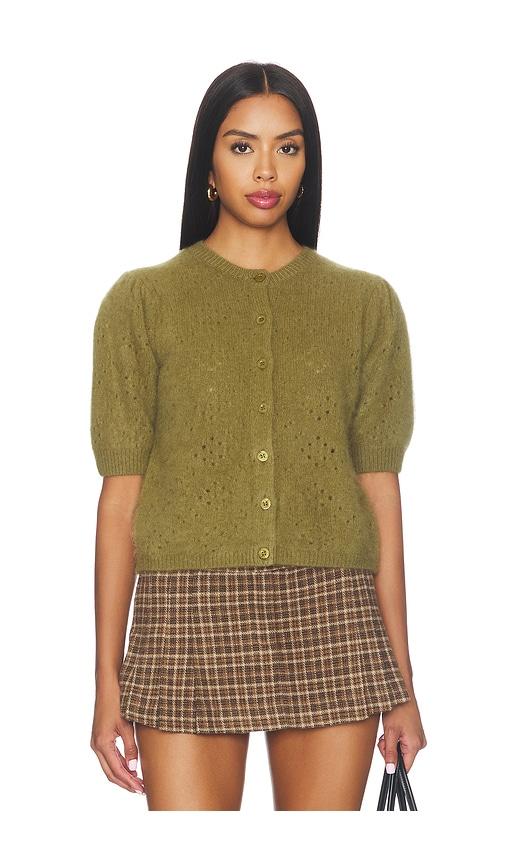 frame the cashmere airy cardi in olive. - size l (also in m, s, xs)