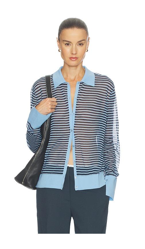 frame the collared cardi in blue. - size l (also in s, m)