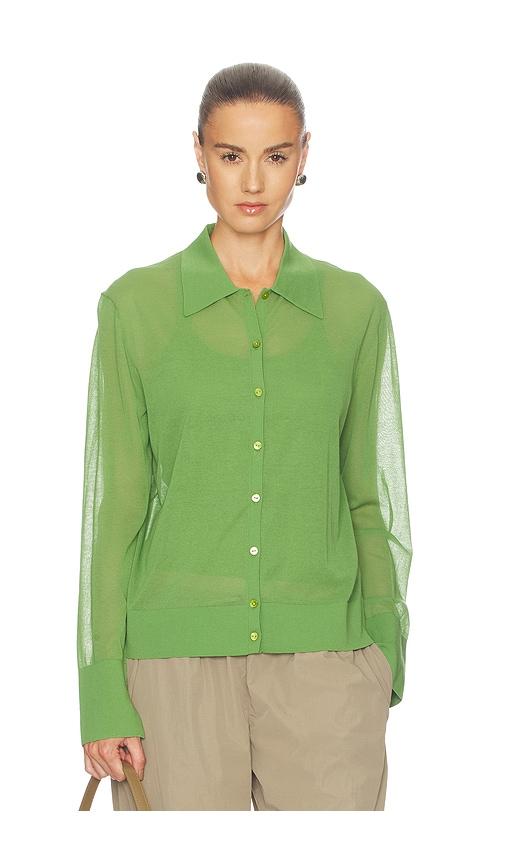 frame the collared cardigan in green. - size l (also in m, s, xs)
