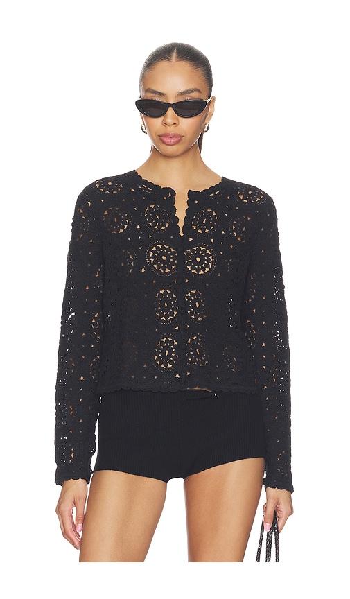 frame the crochet cardi in black. - size l (also in xs, s)