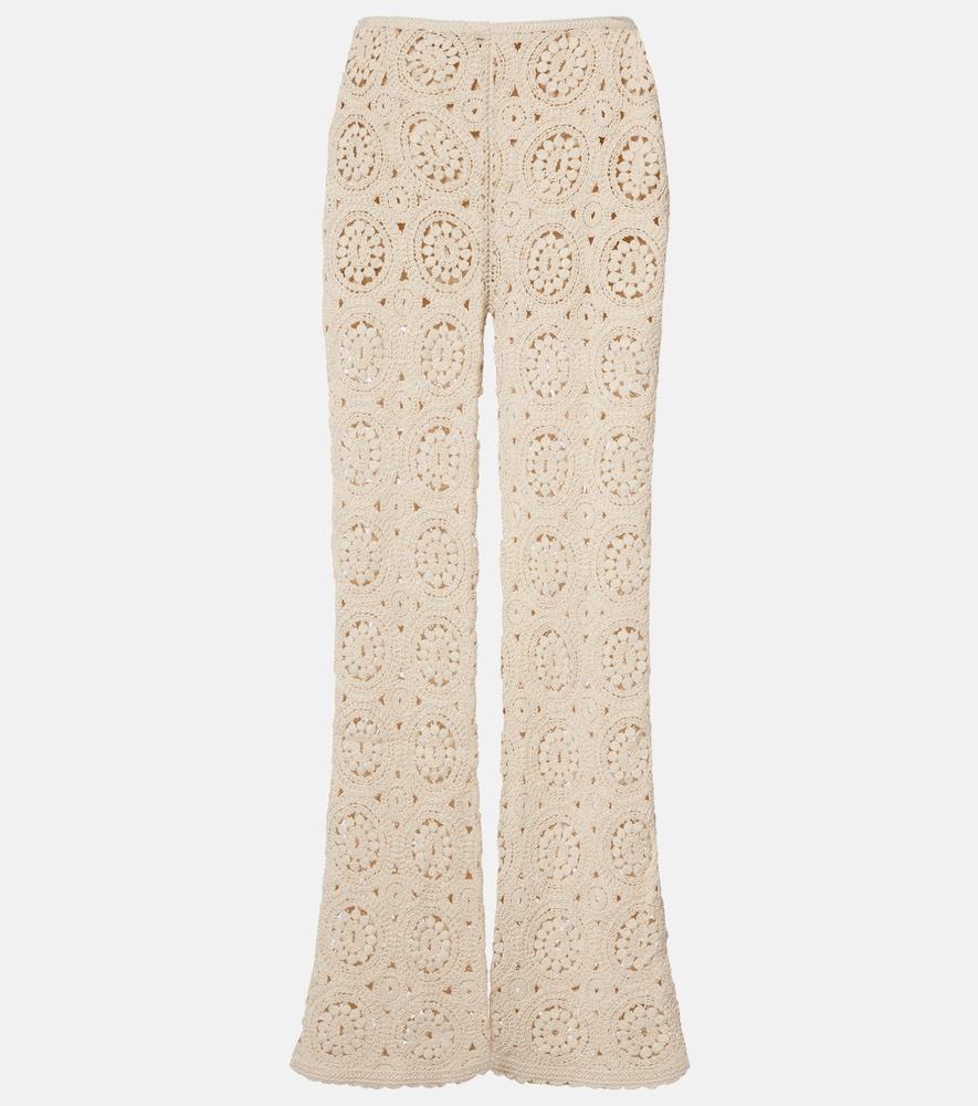 frame the crochet cotton wide-leg pants