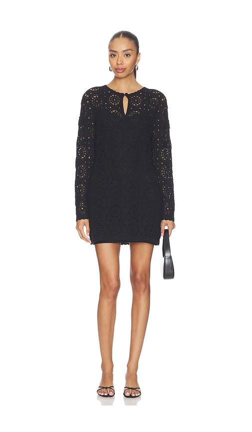 frame the crochet keyhole dress in black. - size l (also in xs, s, m)
