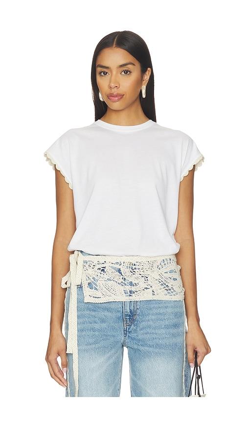 frame the crochet muscle tee in white. - size l (also in xs, s, m)