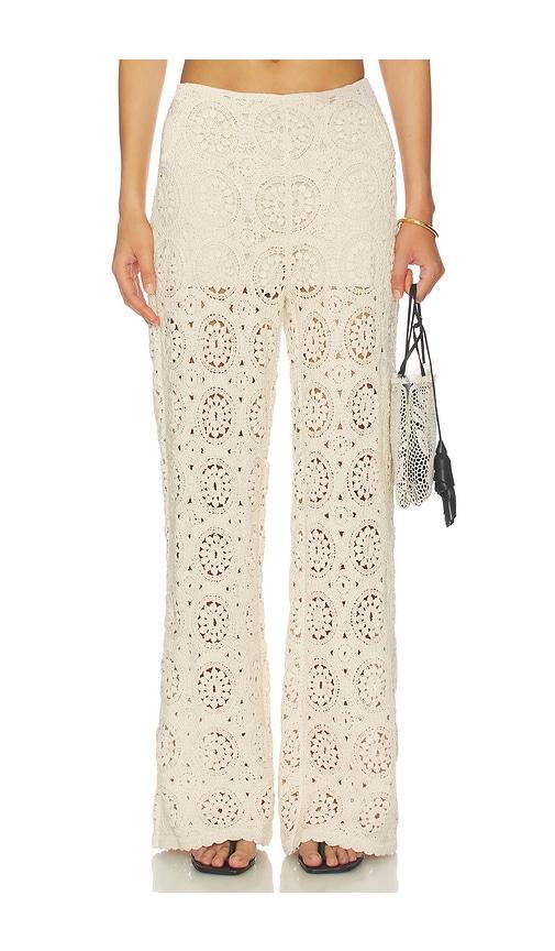 frame the crochet pant in beige. - size m (also in s, xs)
