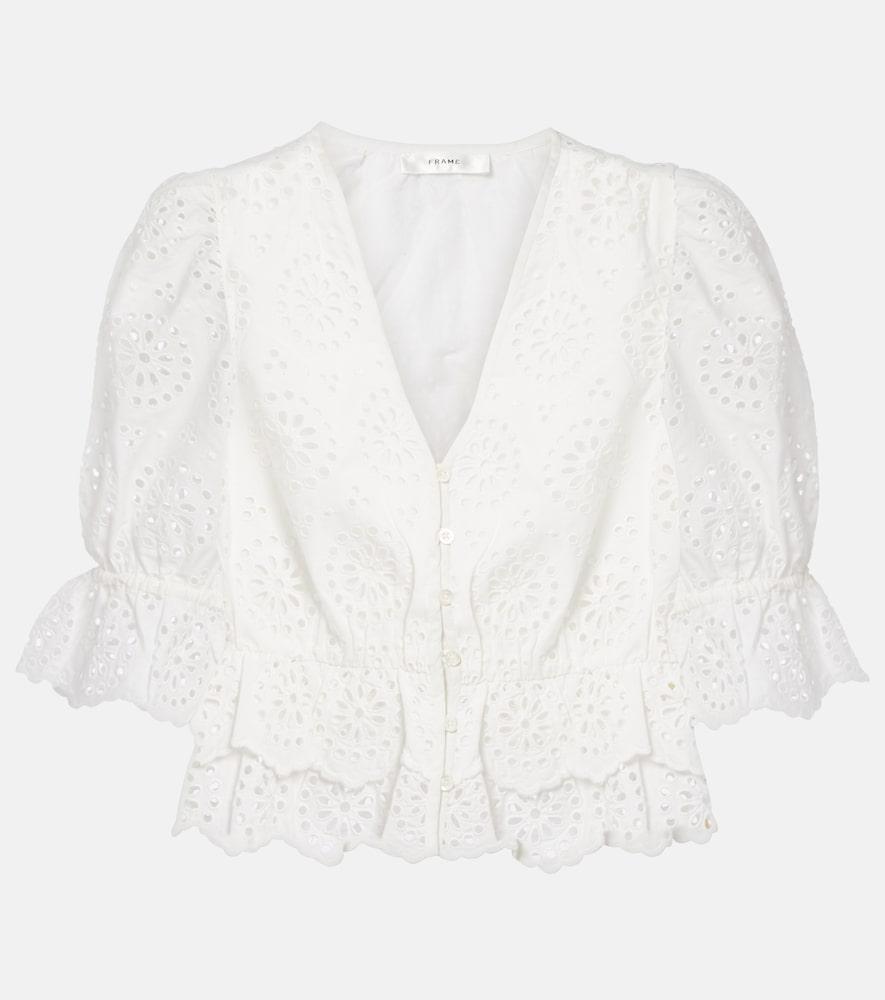 frame the deco broderie anglaise cotton blouse