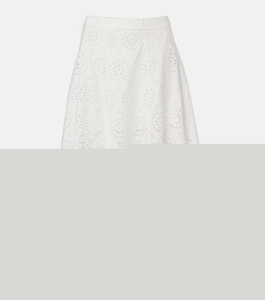 frame the deco broderie anglaise cotton midi skirt
